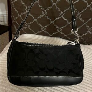 Coach Black Shoulder Bag with Signature Pattern